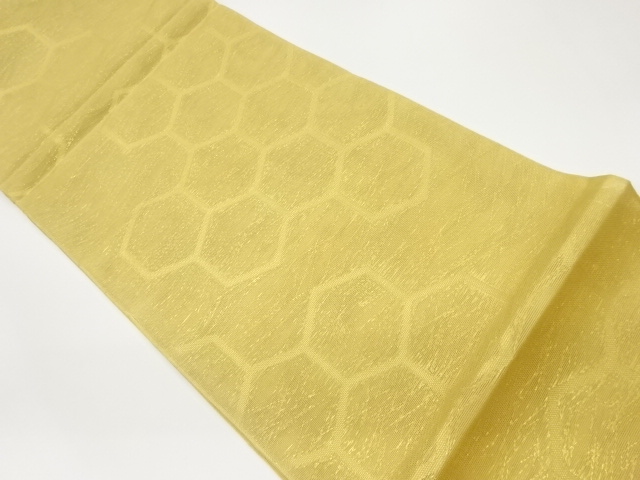  紗 亀甲模様織出し袋帯